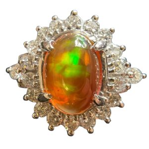 Pt900　ファイアーオパールリング