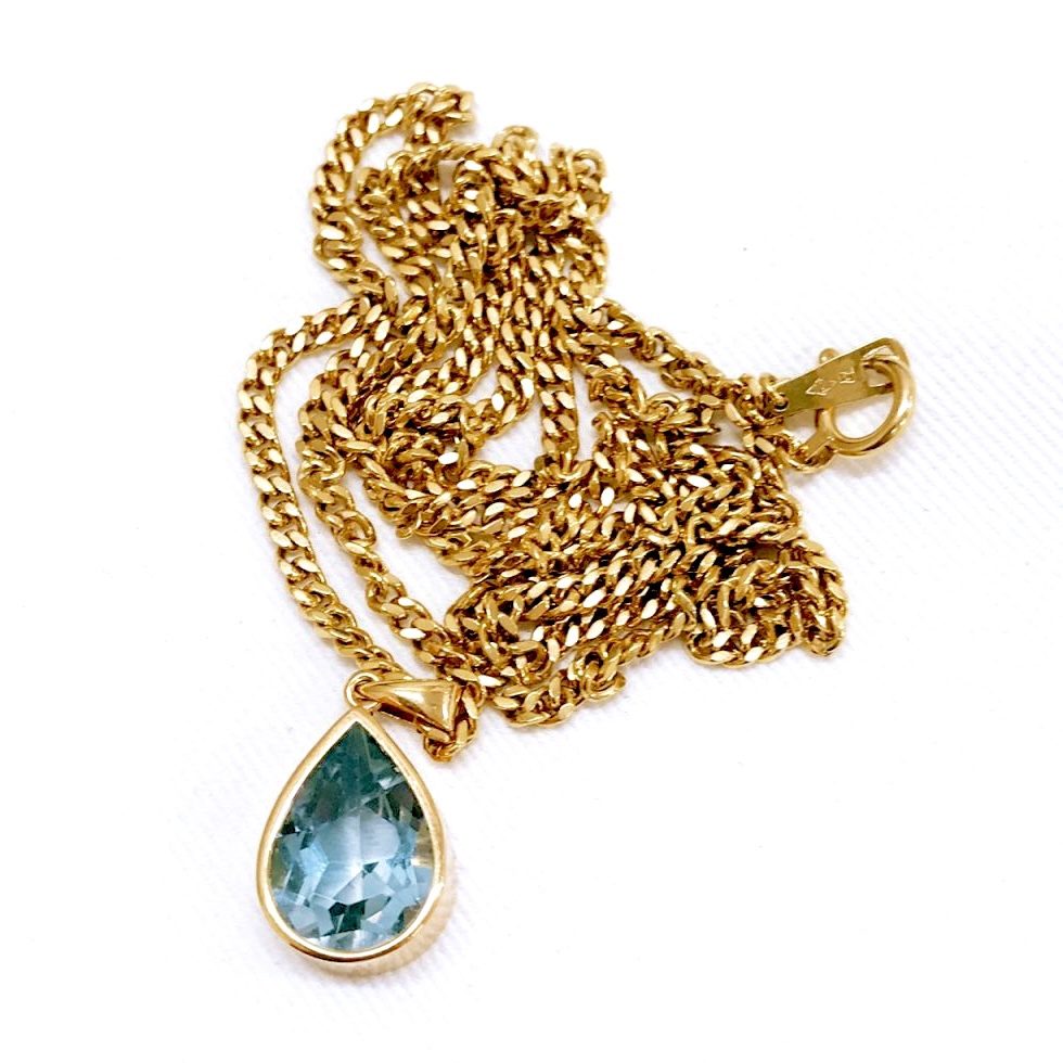 K18 18金 ネックレス アクアマリン