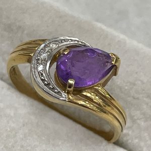金プラチナ高価買取|k18アメジストダイヤモンド付きリングのお買い取り| 取手市双葉