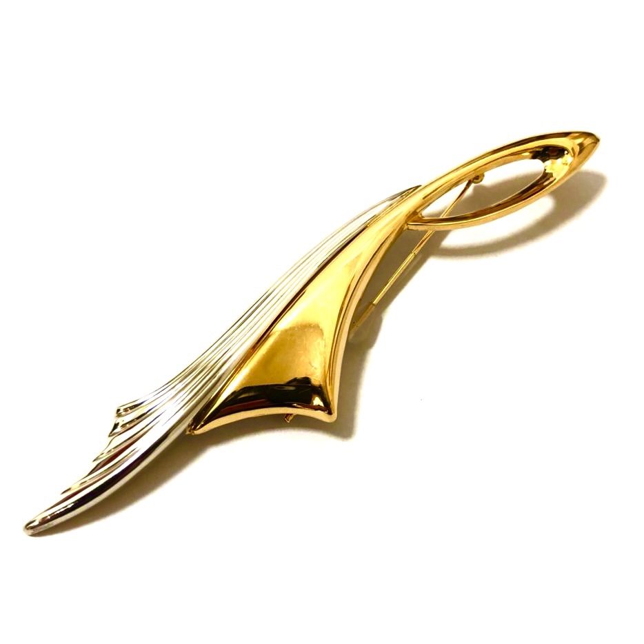 K18 Pt900 金 プラチナ コンビ ブローチ