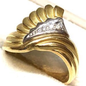 K18 Pt900 メレダイヤモンド付き 18金・プラチナ コンビ リング 指輪 アクセサリー