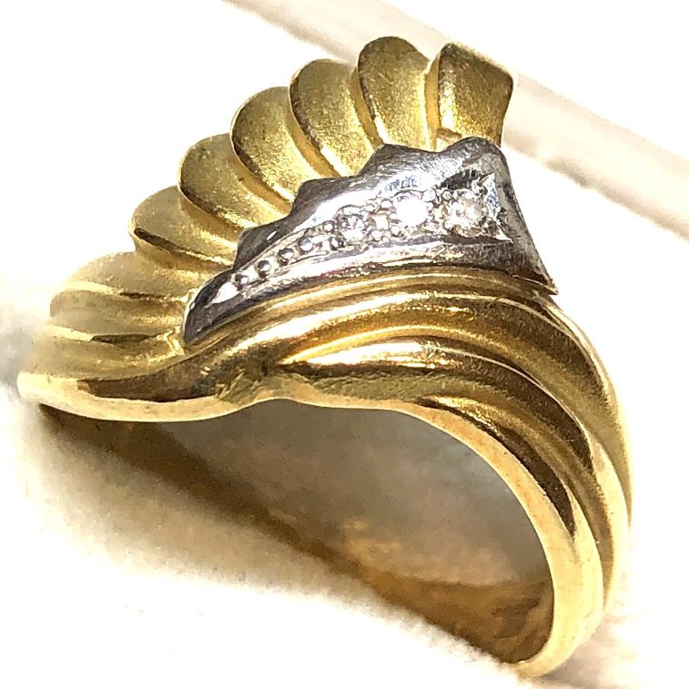 K18 Pt900 メレダイヤモンド付き 18金・プラチナ コンビ リング 指輪 アクセサリー