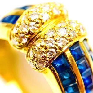 K18 メレダイヤモンド サファイア ゴールドリング