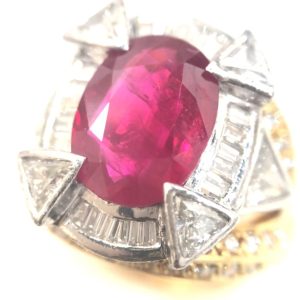 K18 Pt900 ルビー メレダイヤモンド コンビリングアクセサリー