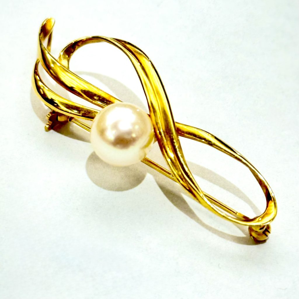K18 パール付き ブローチ