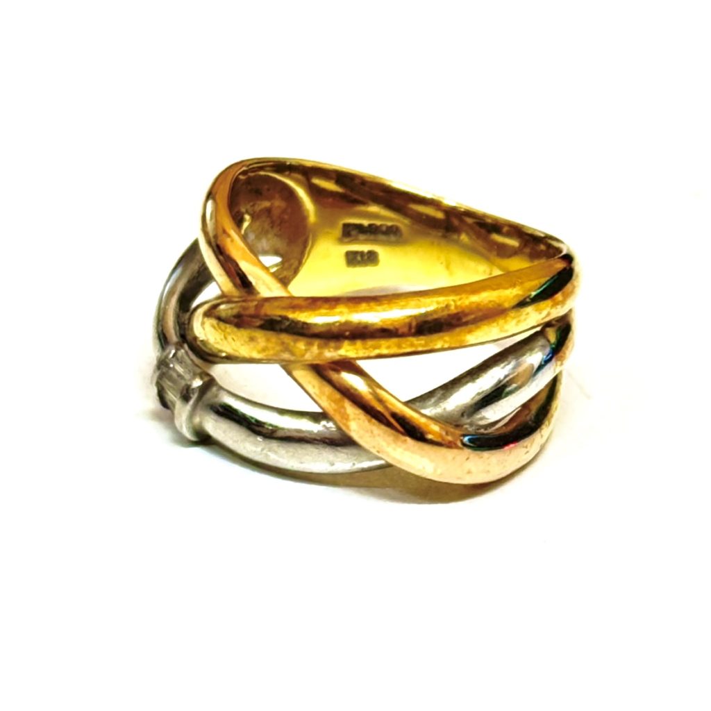 K18/Pt900 メレダイヤ リング