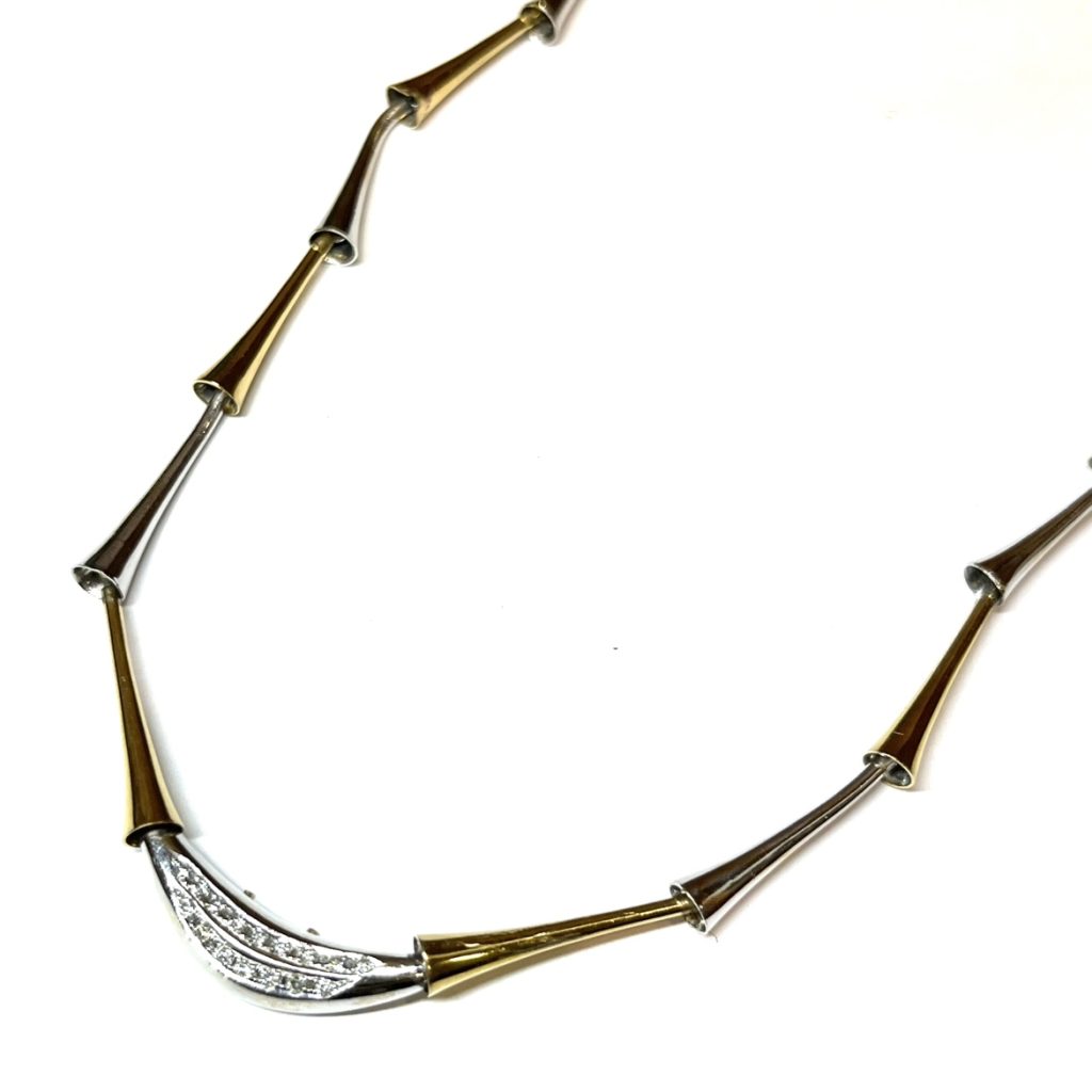 18金・プラチナコンビ ダイヤモンド付き ネックレス K18 Pt900 アクセサリー