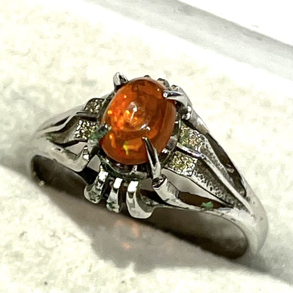 Pt900 メキシコオパール付き 指輪 プラチナリング アクセサリー