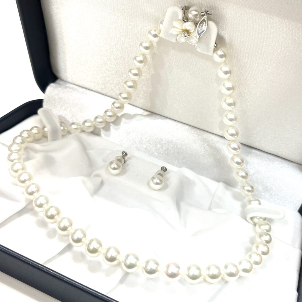 パールネックレス・イヤリングセット 真珠 K14WG 14金ホワイトゴールド アクセサリー