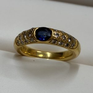 【K18 サファイア メレダイヤ付きリング】弘前市