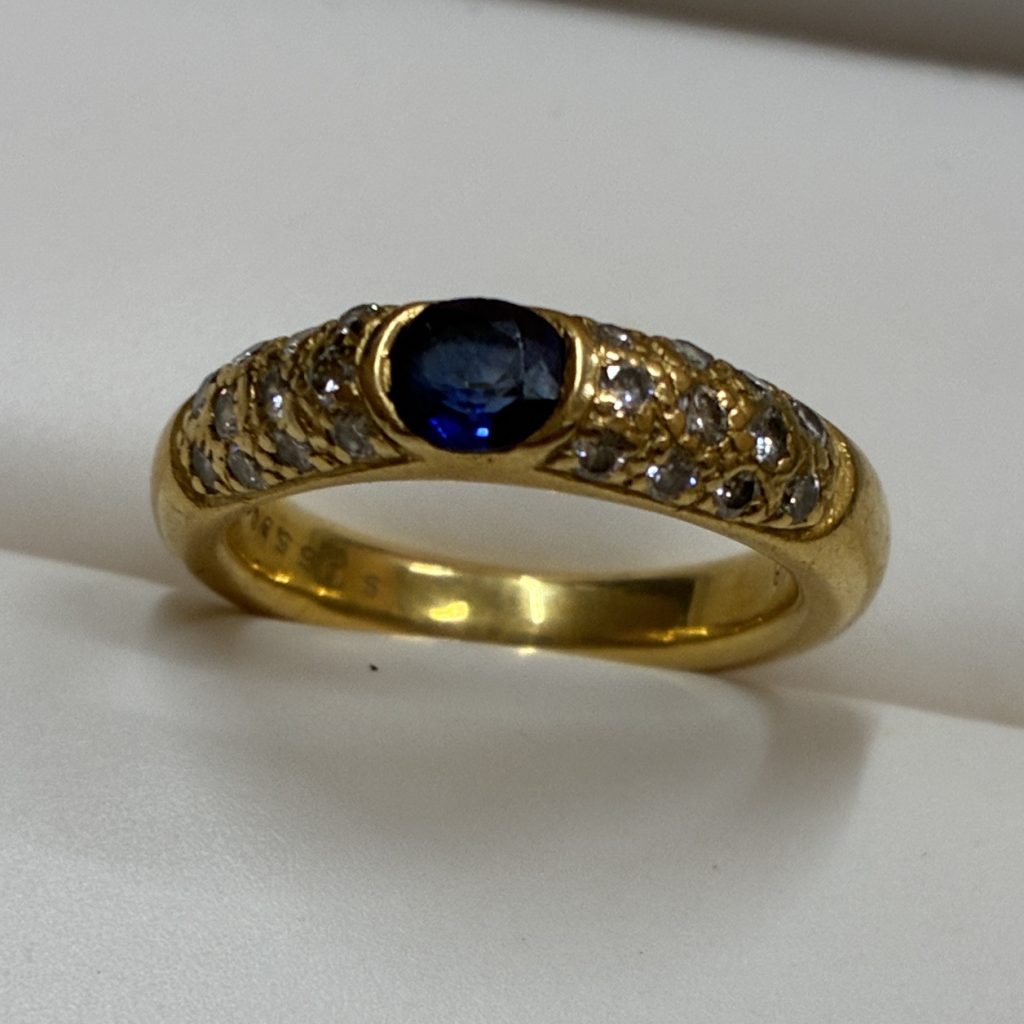 【K18 サファイア メレダイヤ付きリング】弘前市