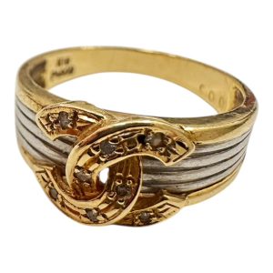 K18/Pt900　メレダイヤ付きリング