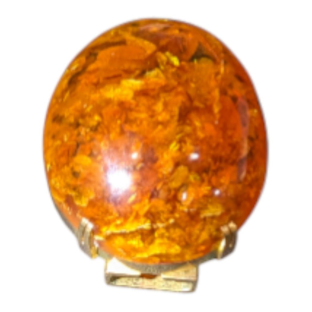 K18(18金)琥珀ブローチ