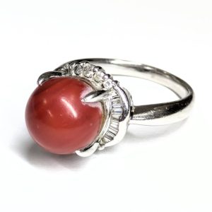 Pt900 プラチナ リング 指輪 珊瑚