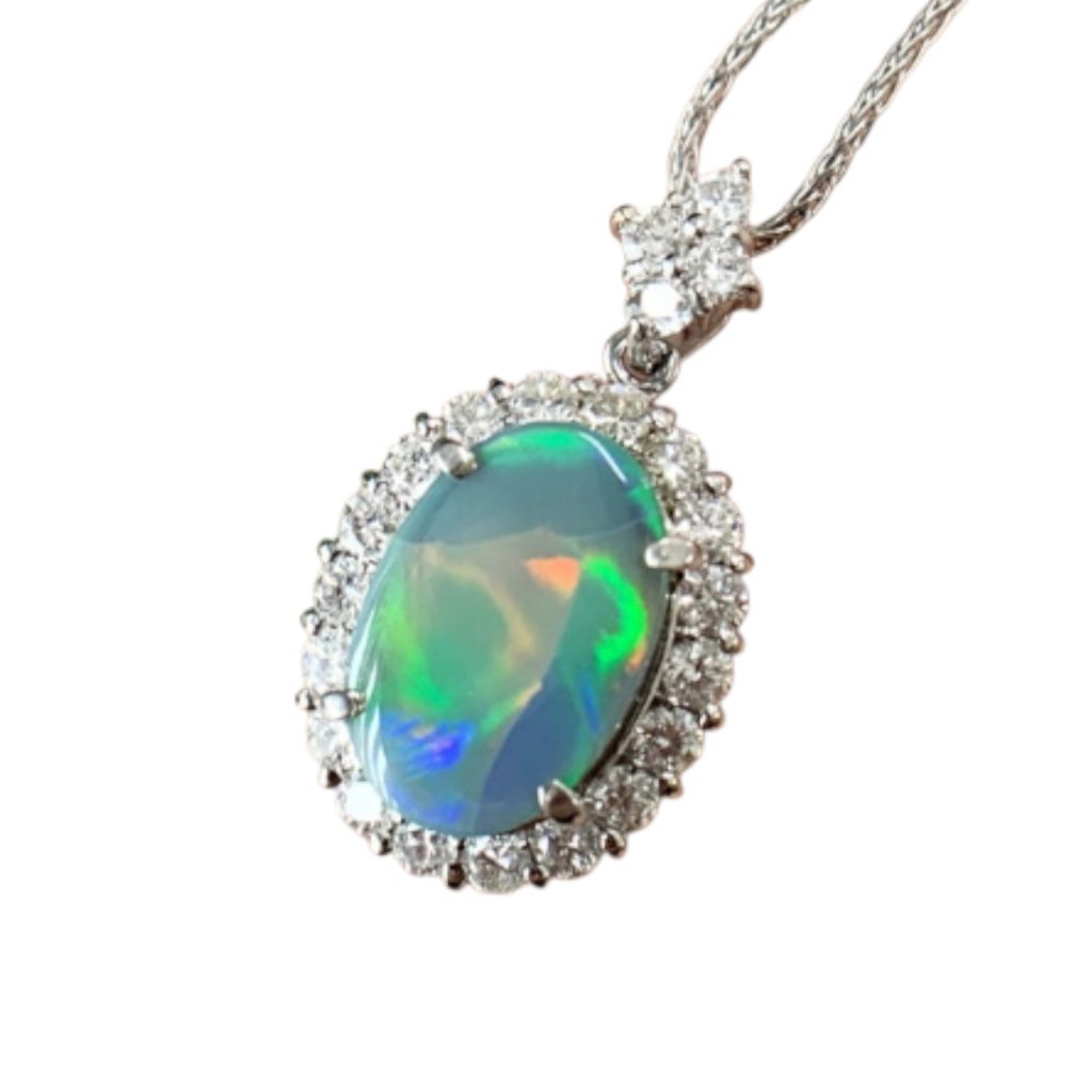 Pt900(プラチナ) ブラックオパール 2.87ct メレダイヤ1.8ct リング