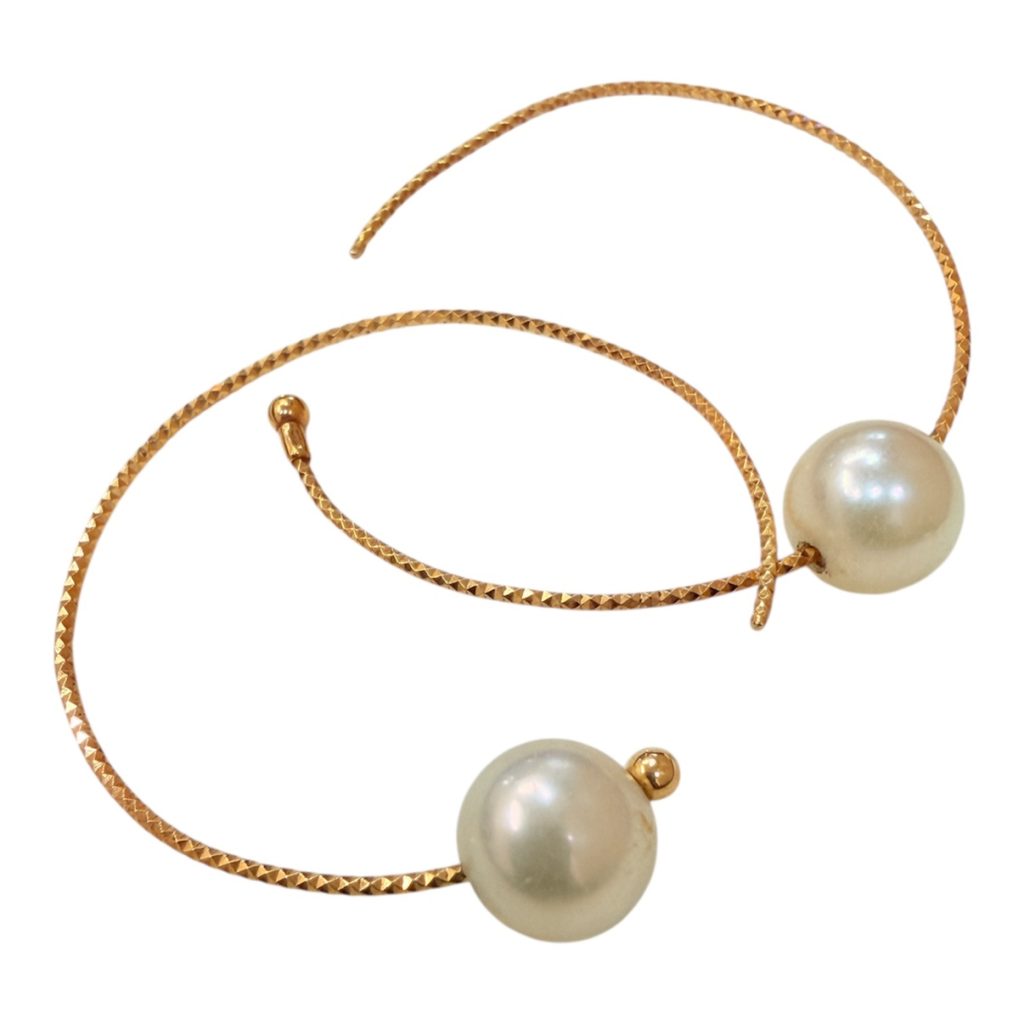 K18 パール付 イヤリング