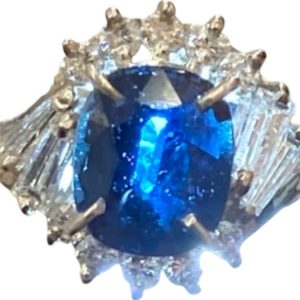 【函館市 買取専門店さすがや】Pt900 サファイア1.03ct メレダイヤ0.2ct リングを高価買取