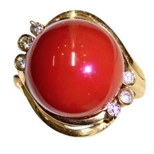 K18（18金・750）珊瑚 メレダイヤモンド付き ジュエリー 札幌市 東区 元町