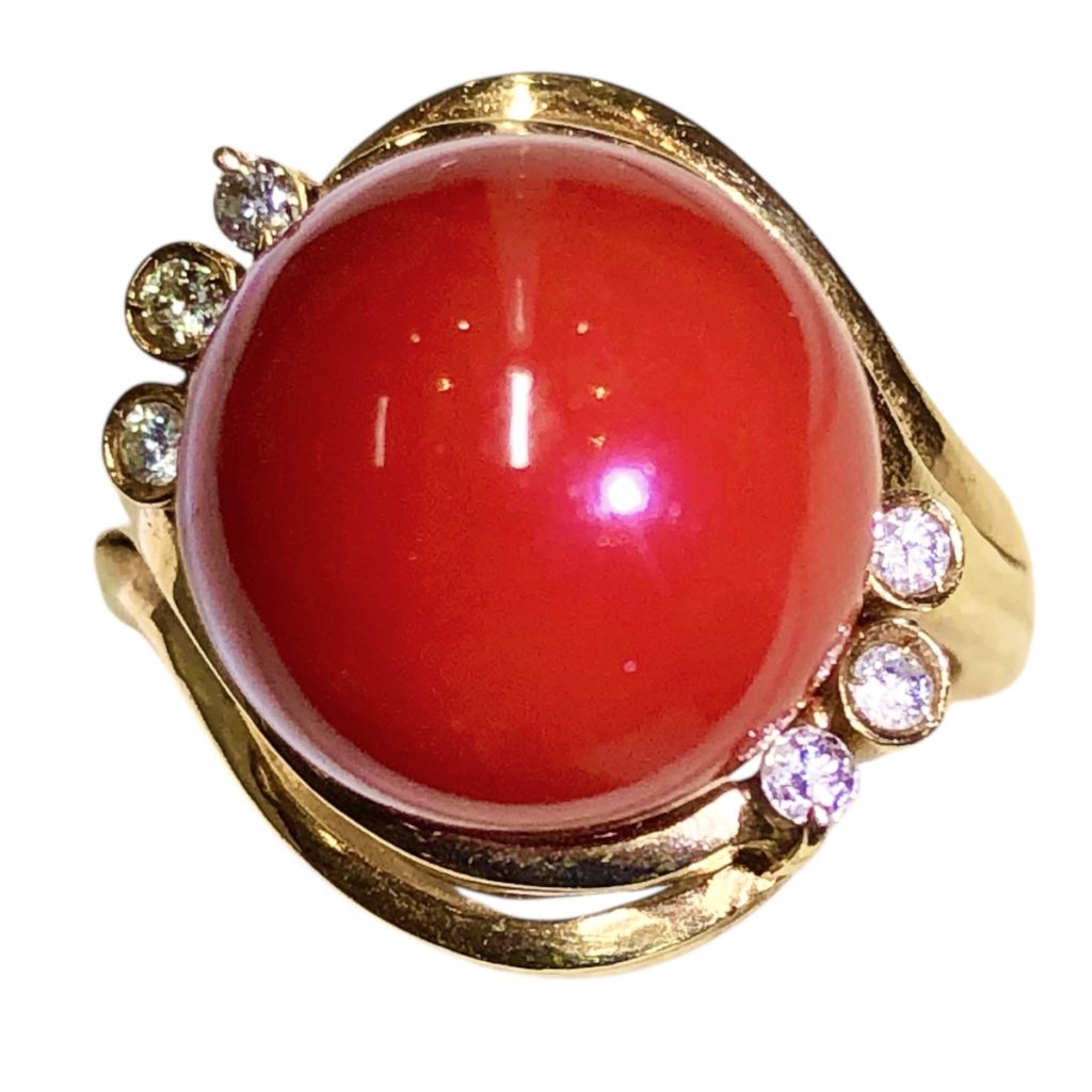 K18（18金・750）珊瑚 メレダイヤモンド付き ジュエリー 札幌市 東区 元町