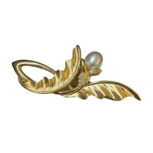 K18(18金) パール/ダイヤ ブローチ