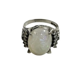 Pt900 プラチナ900 オパール メレダイヤ リング