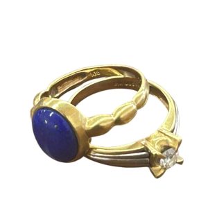 K18 ラピスラズリ付きリング　K18×Pt900リング 2点セット