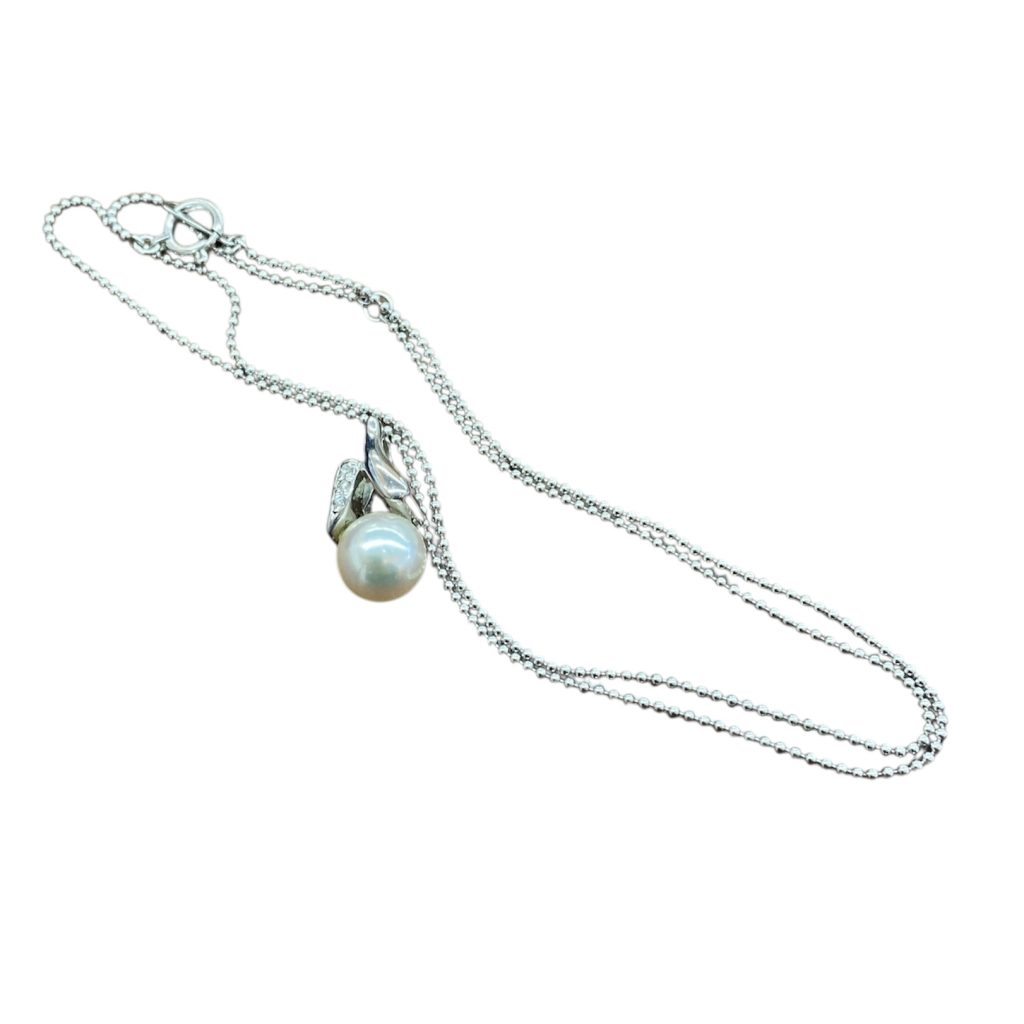 K18WG ネックレス パール付き