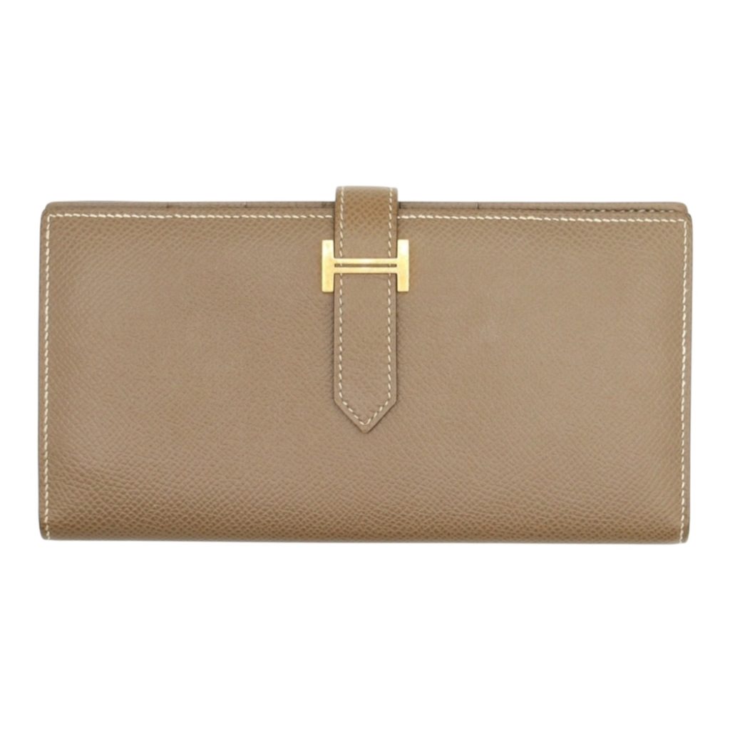 HERMES エルメス ベアンスフレ エトゥープ ヴォーエプソン ゴールド金具