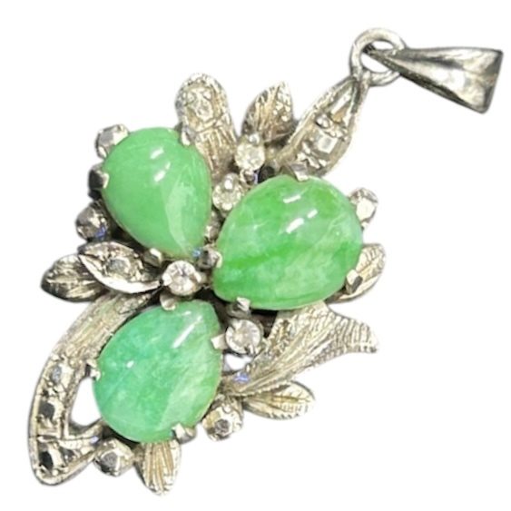 Pt850 トップ ダイヤモンド ヒスイ ネックレス プラチナ ジュエリー