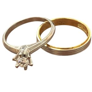 Pt900リング（ダイヤ0.2ct）／K18×Pt900コンビリング 2点セット