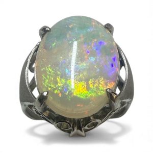 K14WG（14金ホワイトゴールド）× オパールリング