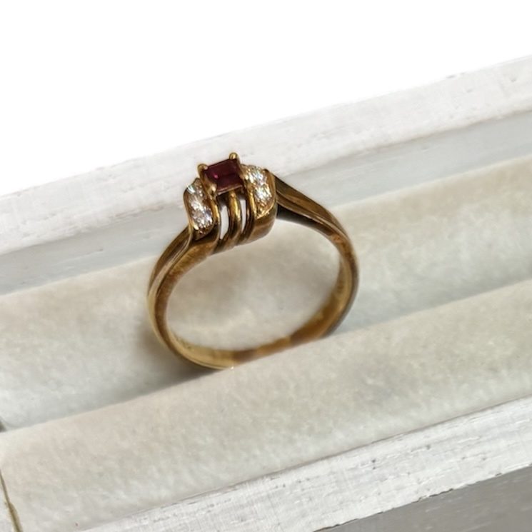 K18 18金 750 金 ルビー メレダイヤ リング アクセサリー ジュエリー 貴金属