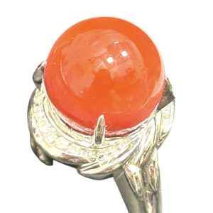 Pt900 プラチナ900 サンゴ メレダイヤモンド付きリング　札幌市 中央区