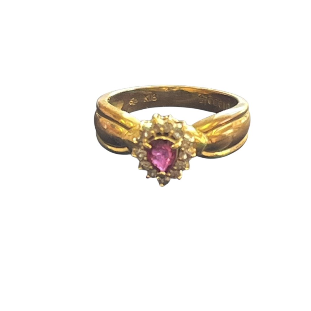 K18(18金)　石付　リング