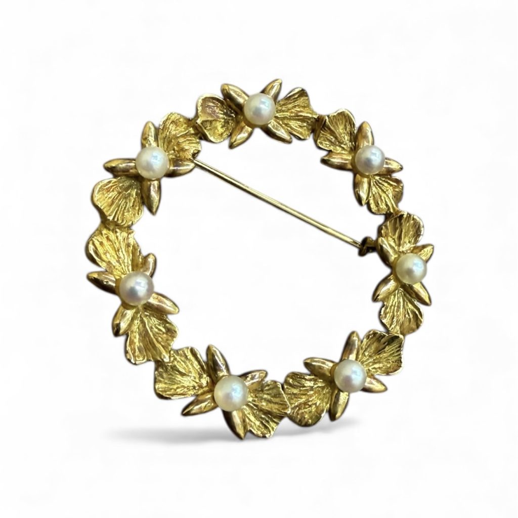 K18 パール付き ブローチ アクセサリー