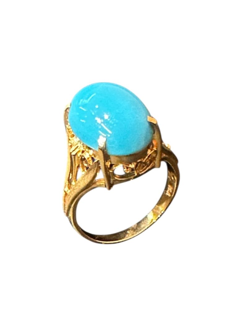 K18 18金 リング ターコイズ付き