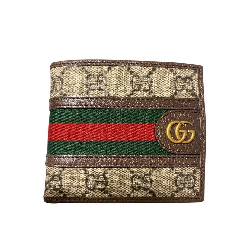 GUCCI GGキャンバス ウェブライン 二つ折り財布