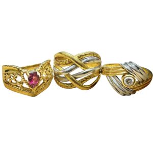 K18 18金 750／Pt850 プラチナ850 コンビ リング 3点まとめ　札幌市 東区 元町