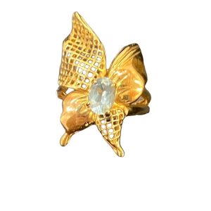 アクアマリン K18 18金 750 デザインリング