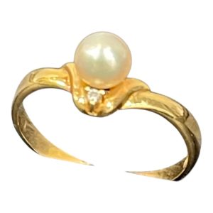 K18(18金)パール付きリング