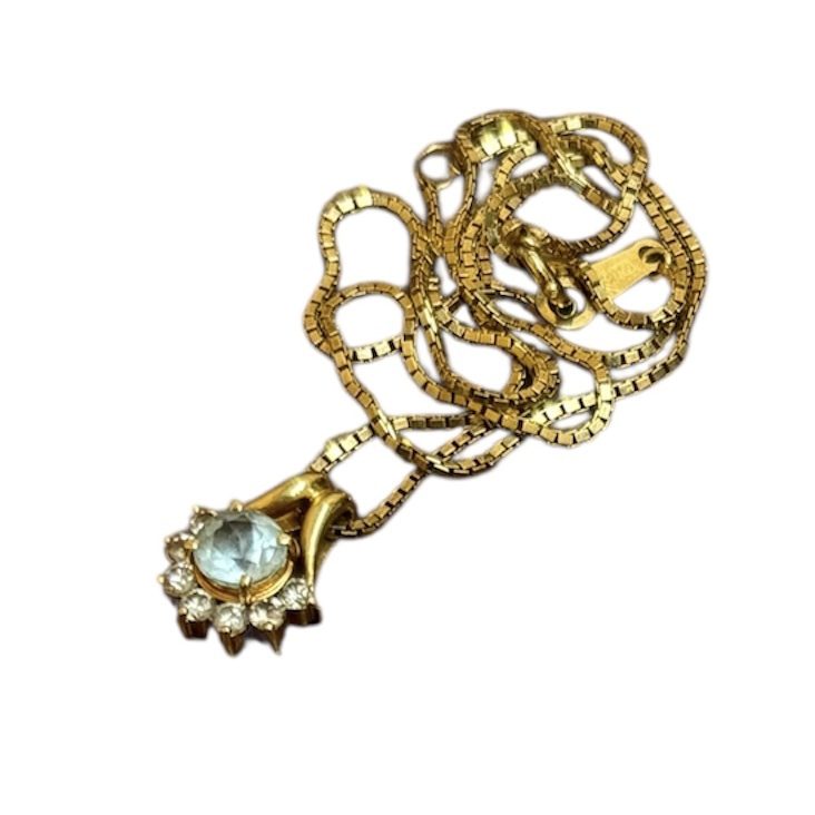 K18 18金 ゴールド サファイア メレダイヤ ネックレス アクセサリー ジュエリー 貴金属