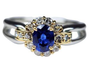 PT900/K18　サファイア　ダイヤモンド　リング