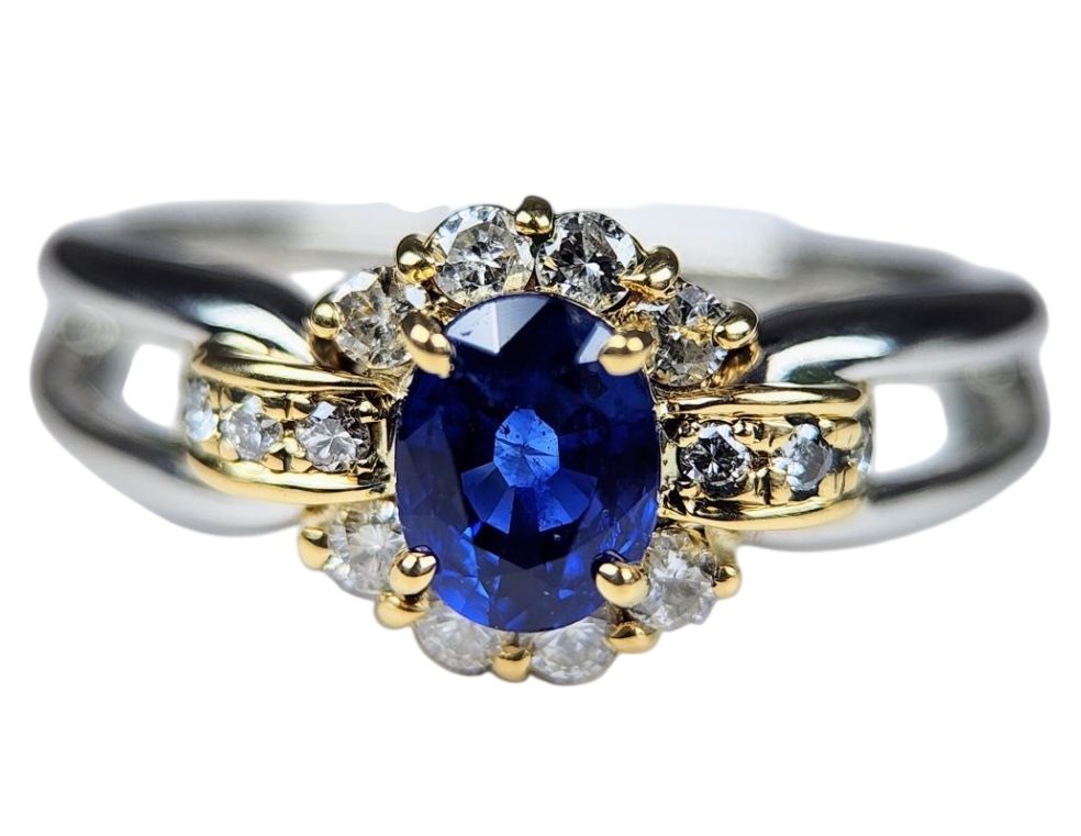 PT900/K18　サファイア　ダイヤモンド　リング