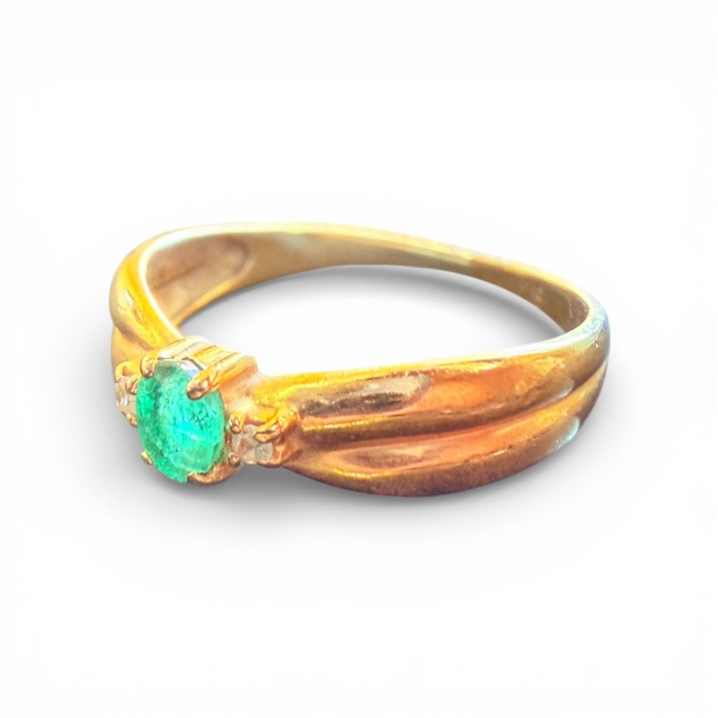 K18 リング エメラルド付き