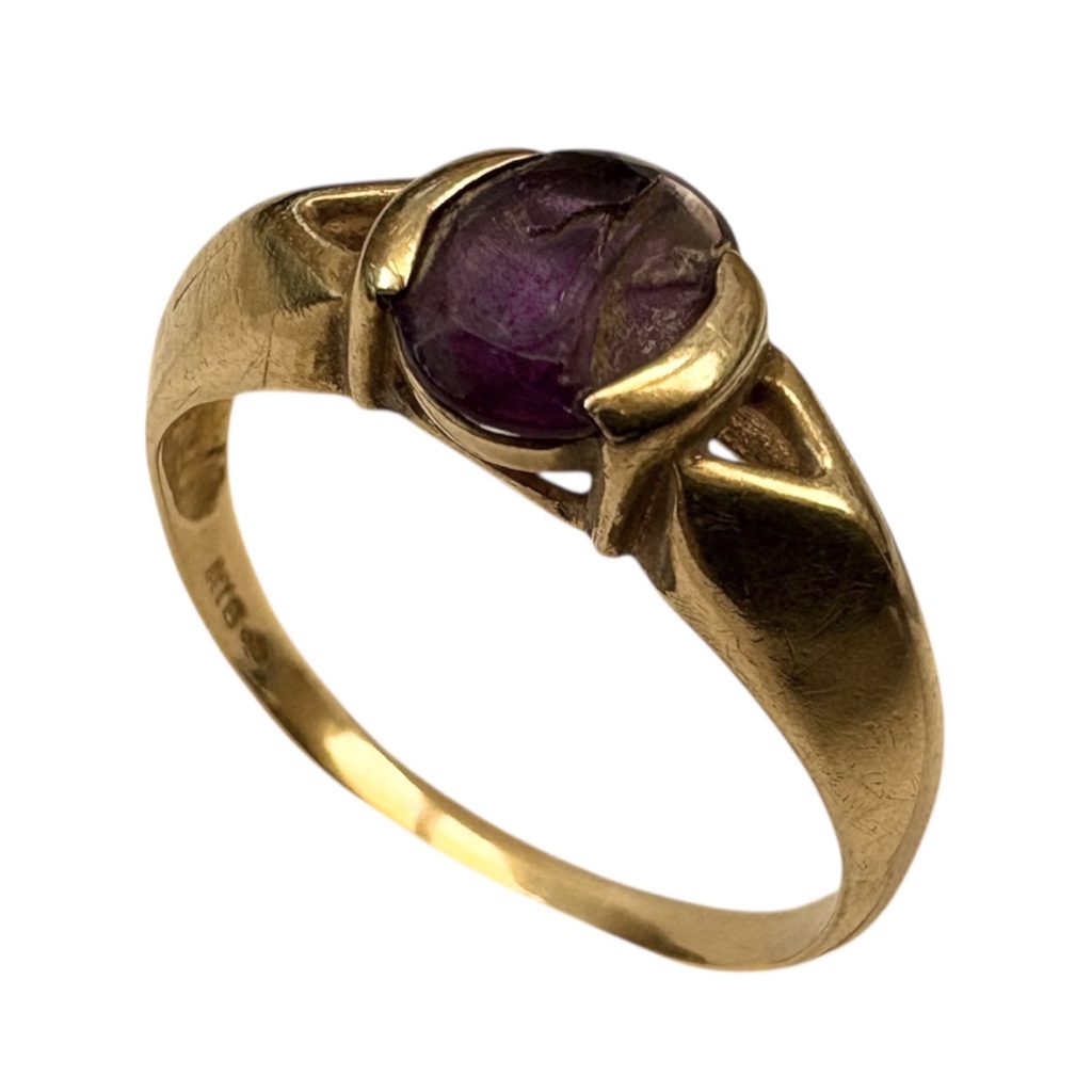【K18 (18金)】欠けたアメジスト リング