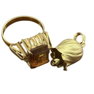 K18 トパーズ付きリング／K18 ペンダントトップ