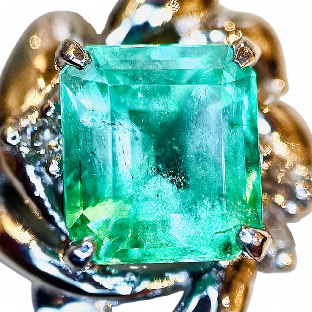 K18PT900 エメラルド リング