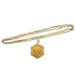 K18ネックレス K18/Pt850コイントップ