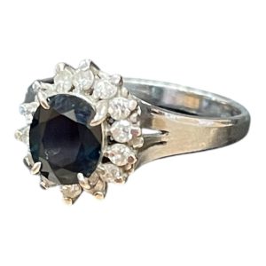 Pt900 サファイア メレダイヤ リング