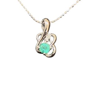 エメラルド メレダイヤ ネックレス Pt900 プラチナ900